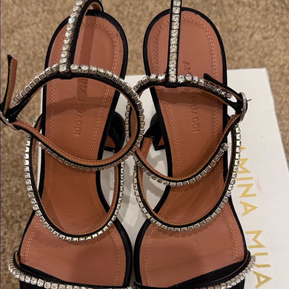 Amina Muaddi Crystal-Embellished Sandals – Size EU 37 - Picture 7 of 14